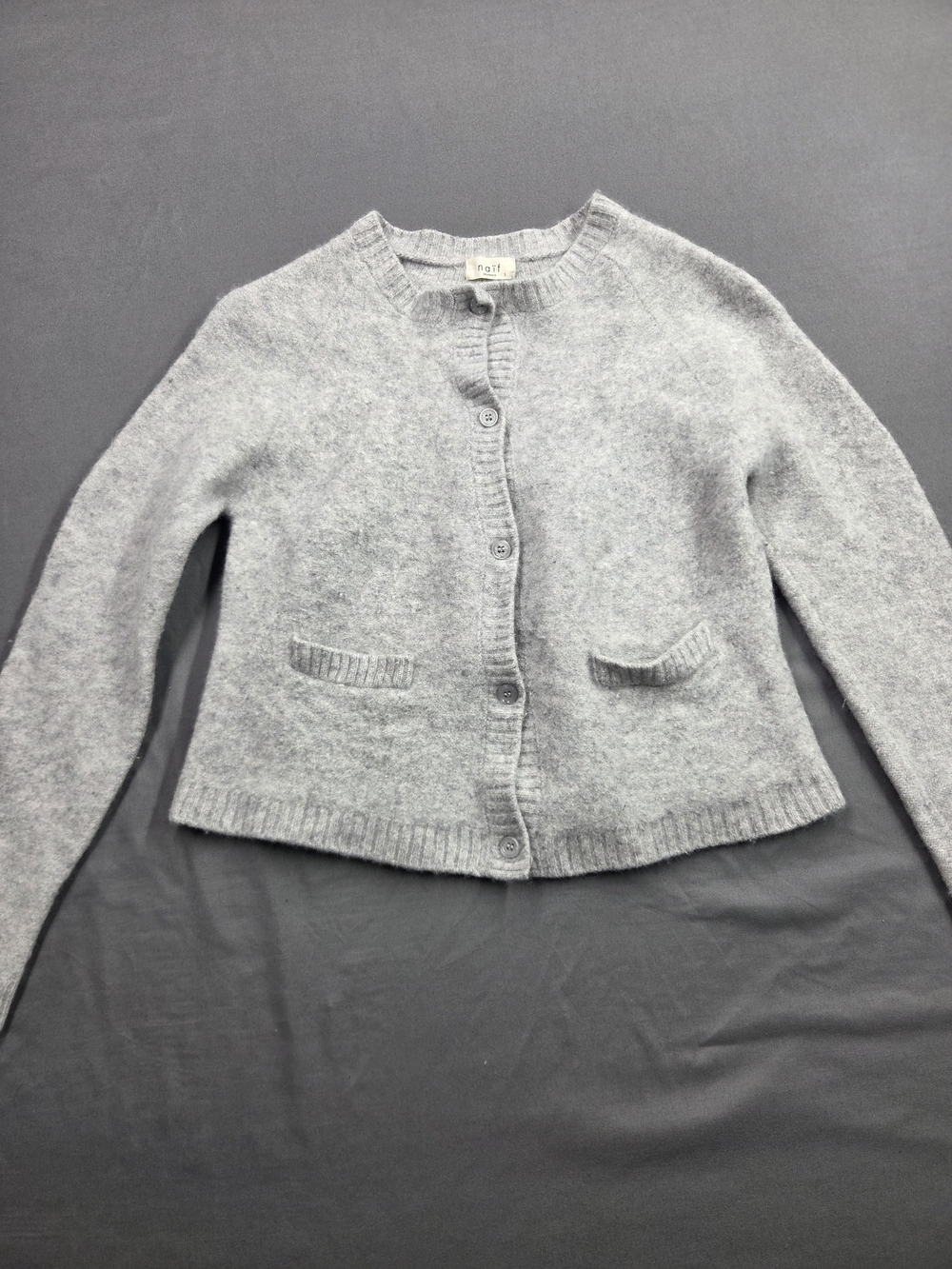 Naïf Montreal Grey 100% Merino Wool Cardigan Sweater Women's Size Small S
